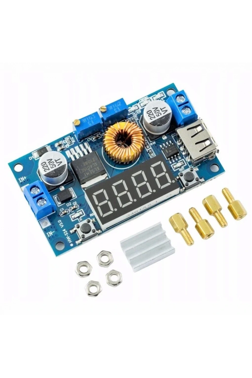 XL4015 75W 5A DC-DC Voltmetre Ekranlı (4Digits) Voltaj Düşürücü Modül