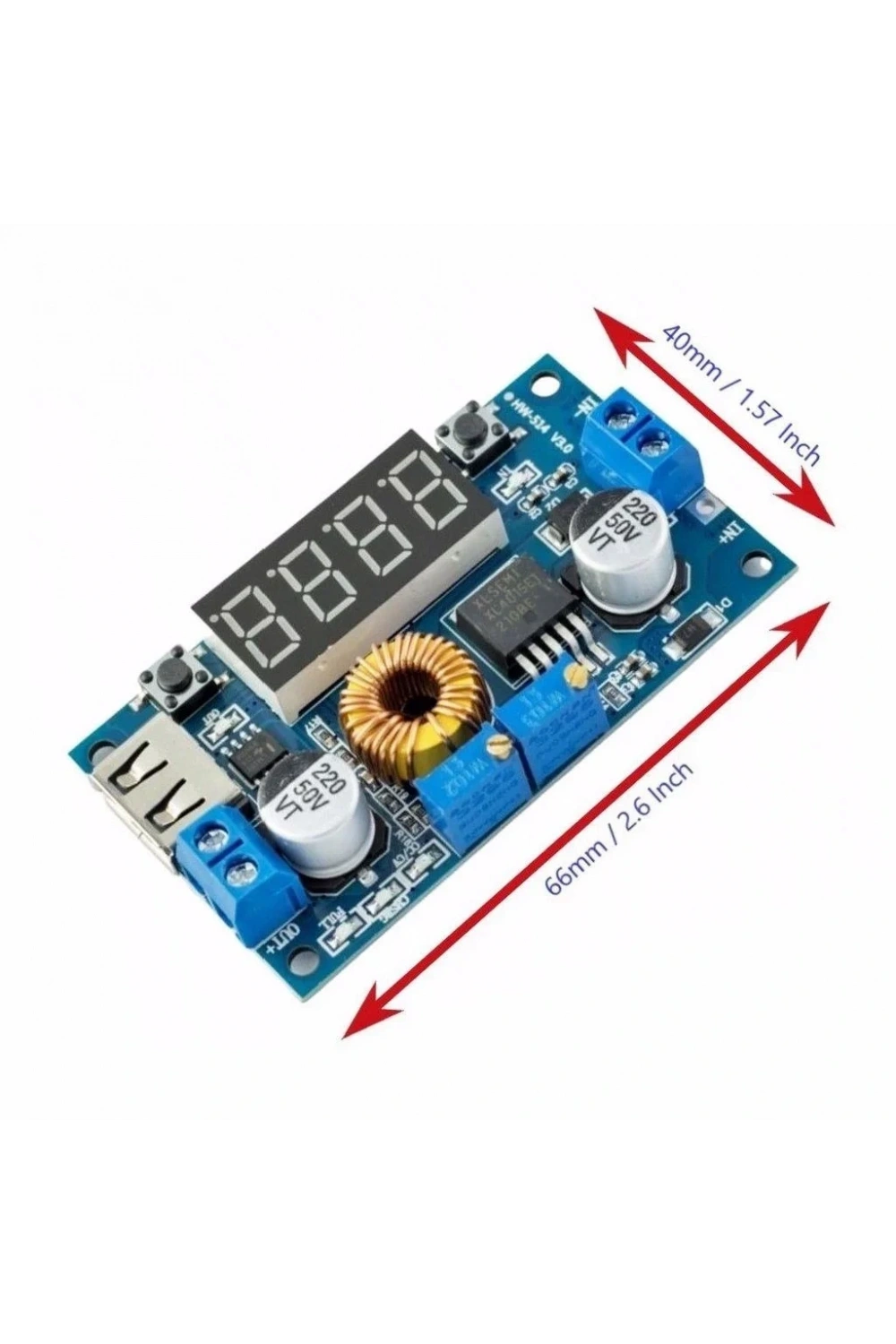 XL4015 75W 5A DC-DC Voltmetre Ekranlı (4Digits) Voltaj Düşürücü Modül