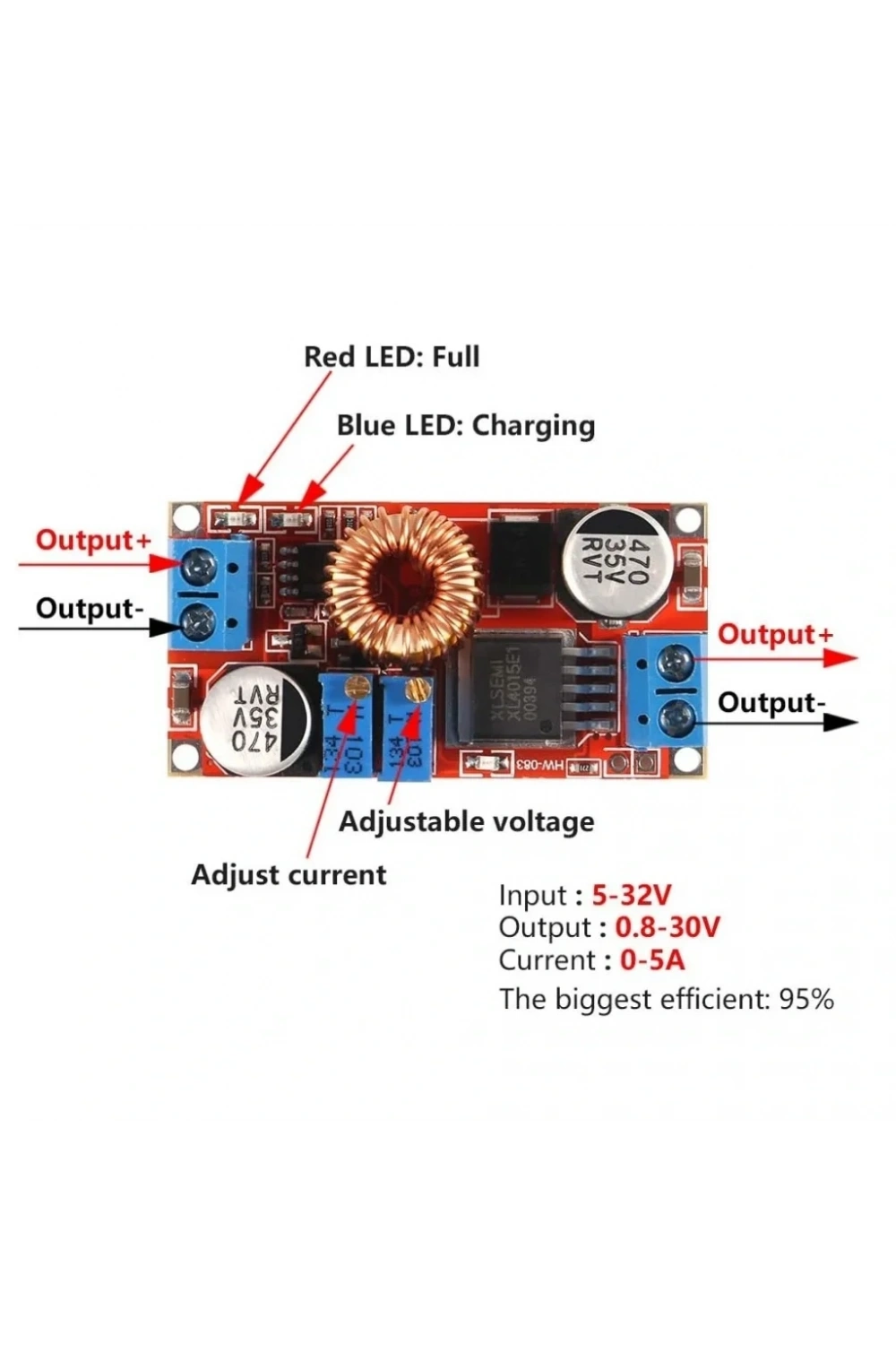 XL4015 Akım Voltaj Ayarlı DC-DC Step Down 5A Lipo Şarj Modülü