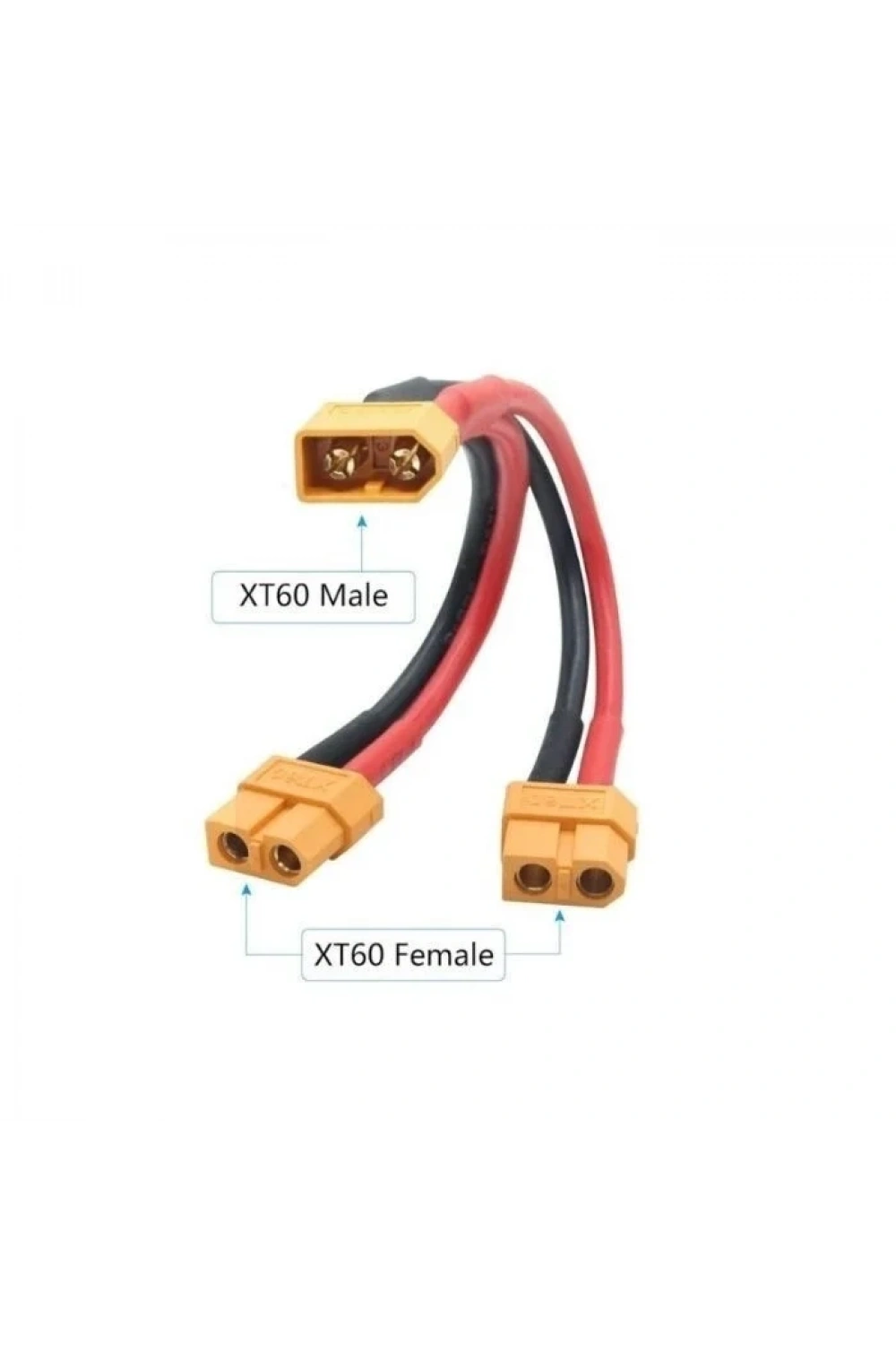 XT60 1 Erkek - 2 Dişi Y Splitter Paralel Dönüştürücü Kablo 20cm