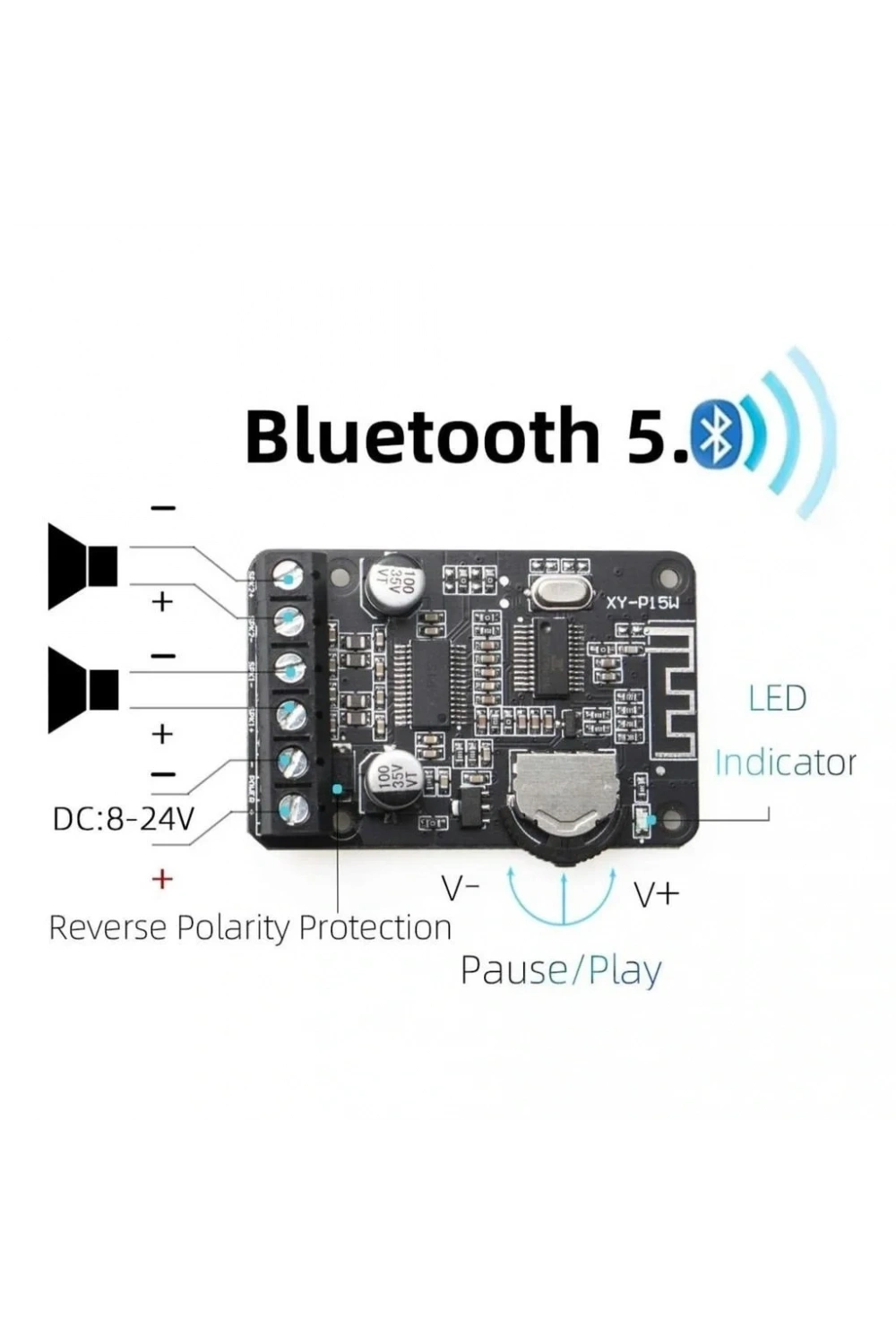 XY-P15W Bluetooth Amfi Devresi Amplifikatör Modülü