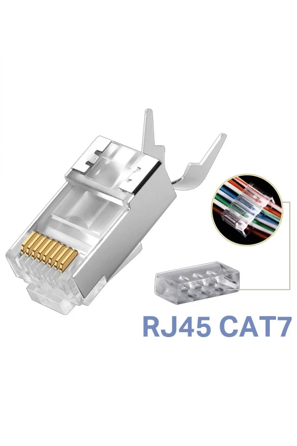 Yeni Nesil CAT7 EZ RJ45 Delikli Metal Jak Konnektör