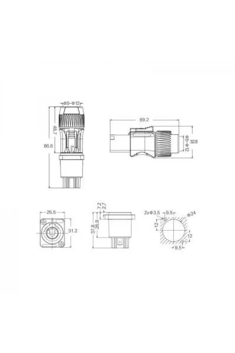 YF-24-J03SX-02-002 3-Pin IP67 Powercon Konnektör - Giriş