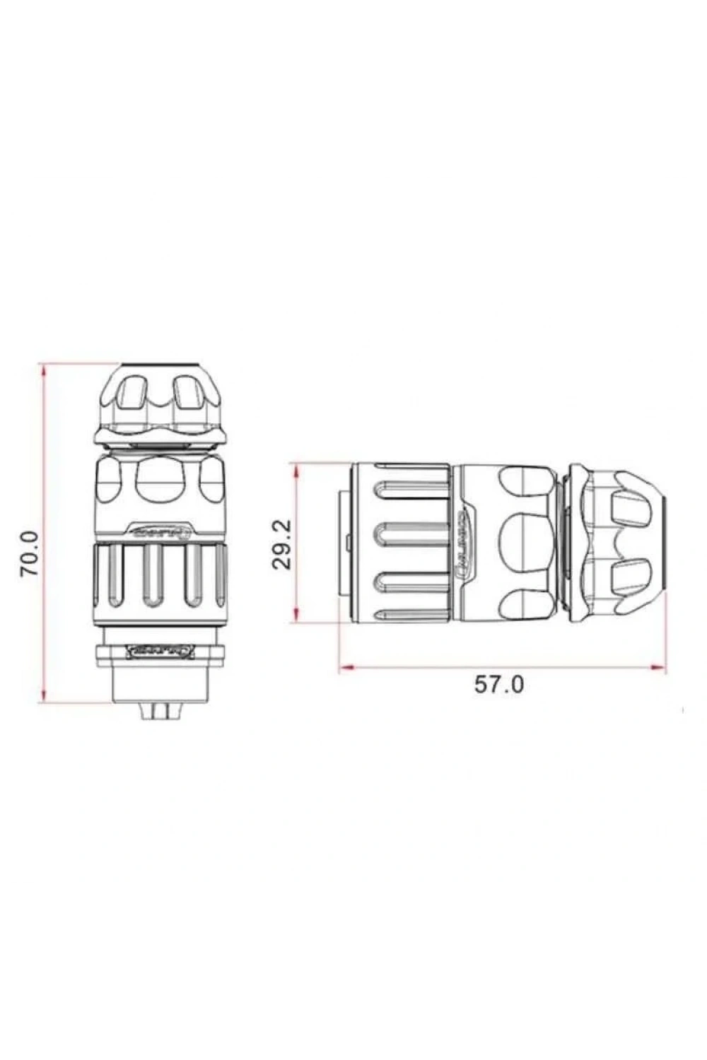 YM-20-C05PE-02-001 5-Pin Su Geçirmez Konnektör - Erkek