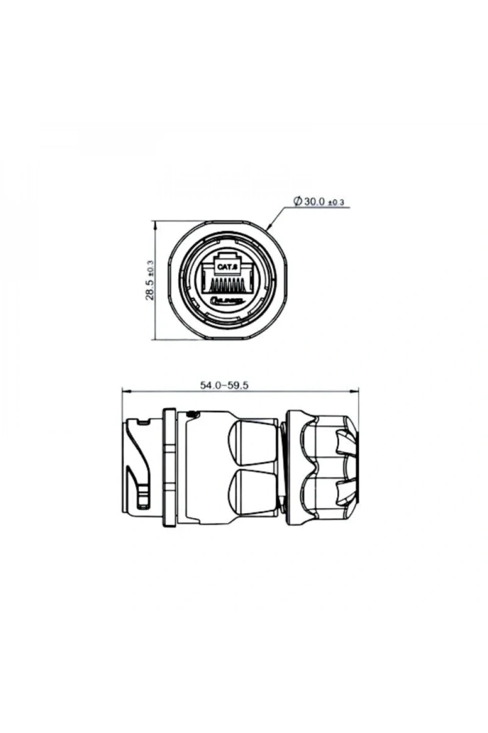 YM-20-J/RJ45/213/PP-42-001 Su Geçirmez Ethernet Konnektörü - Dişi