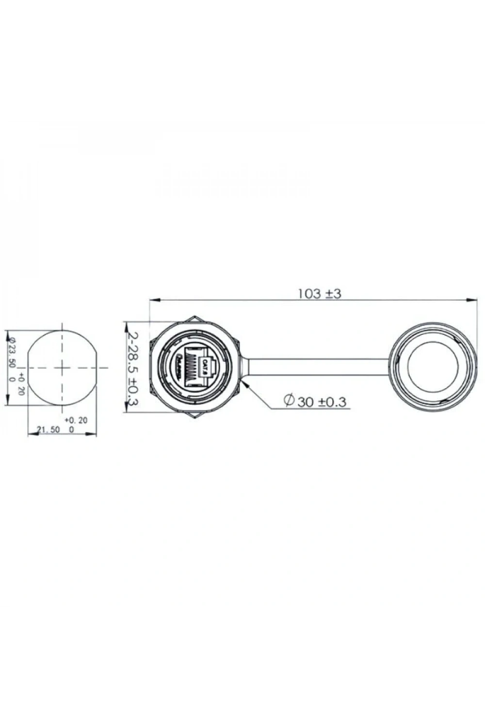 YM-20-J/RJ45/213/SX-42-101 Su Geçirmez Ethernet Konnektörü - Dişi