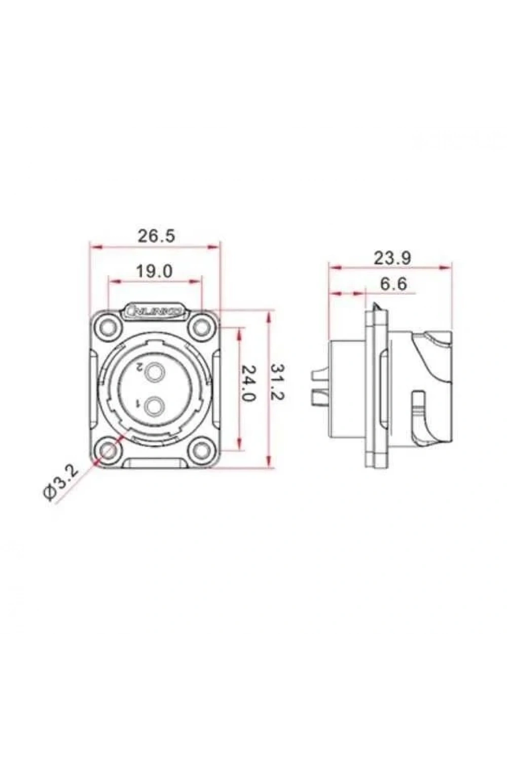 YM-20-J02SX-02-401 2-Pin Su Geçirmez Konnektör - Dişi