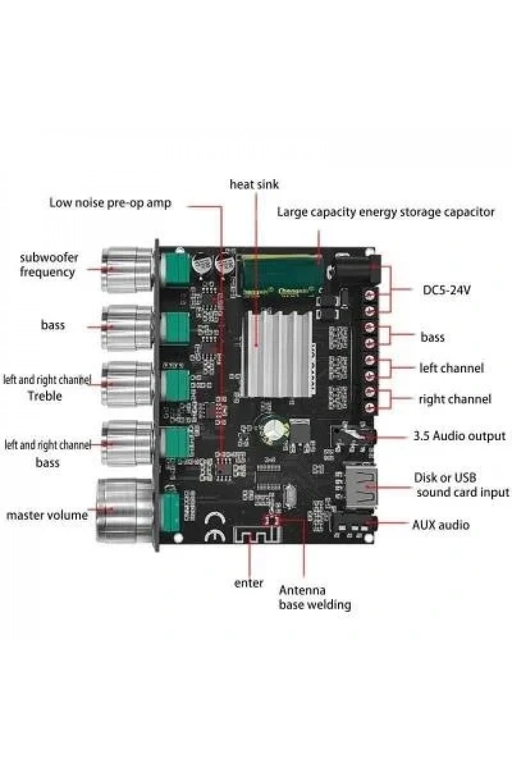 YS-S100L 2x50W + 100W Bluetooth 5.0 2.1 Kanal Amfi Modülü