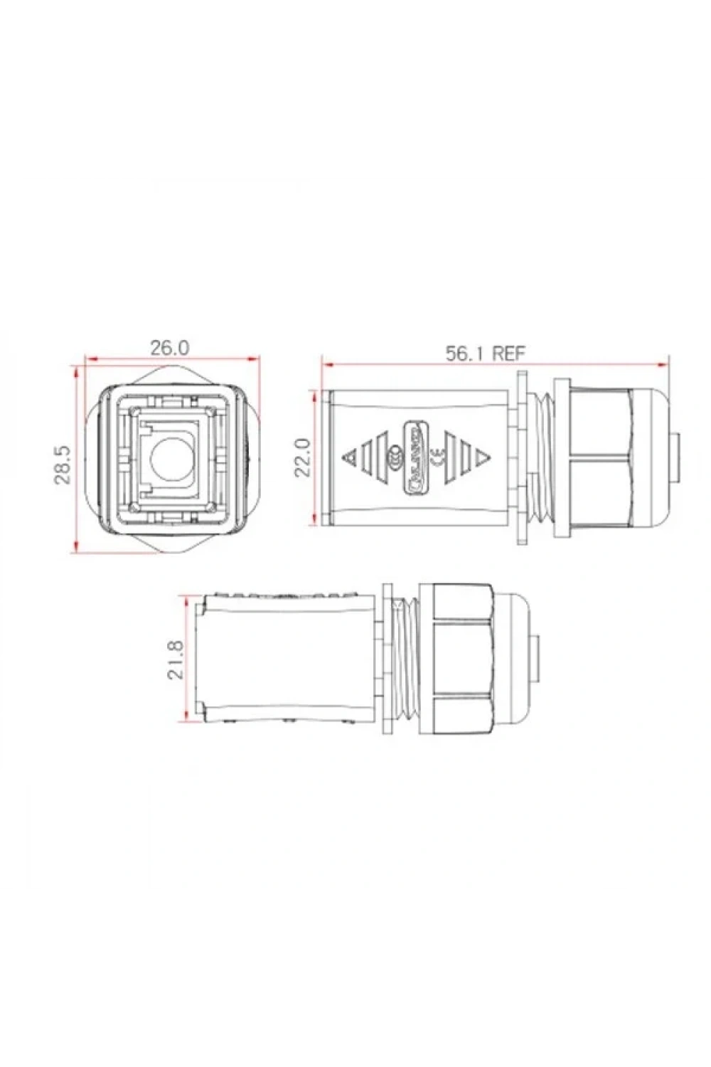 YT-RJ45-CPE-03-001 Su Geçirmez Ethernet Konnektörü - Erkek