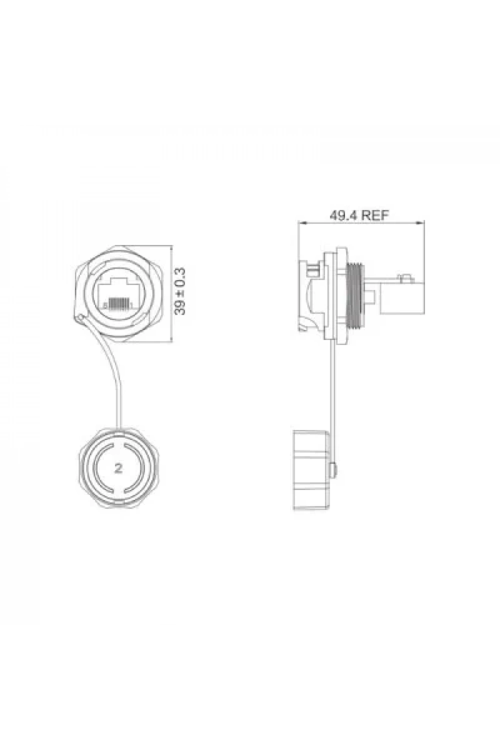 YT-RJ45-JSX-01-001 Su Geçirmez Ethernet Konnektörü - Dişi
