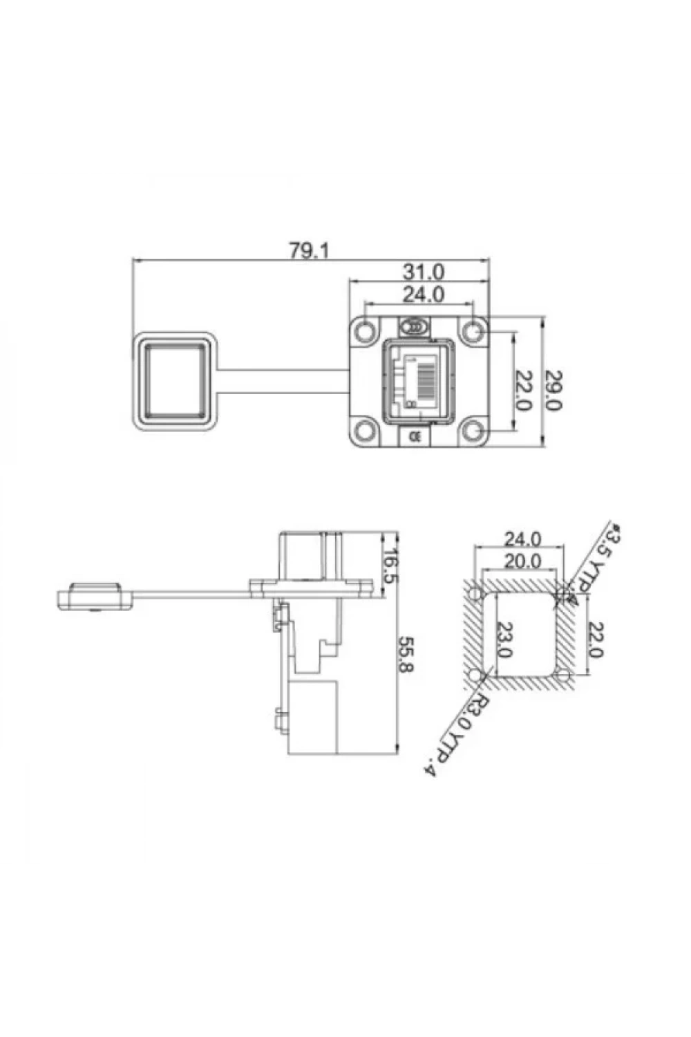 YT-RJ45-JSX-02-001 Su Geçirmez Ethernet Konnektörü - Dişi