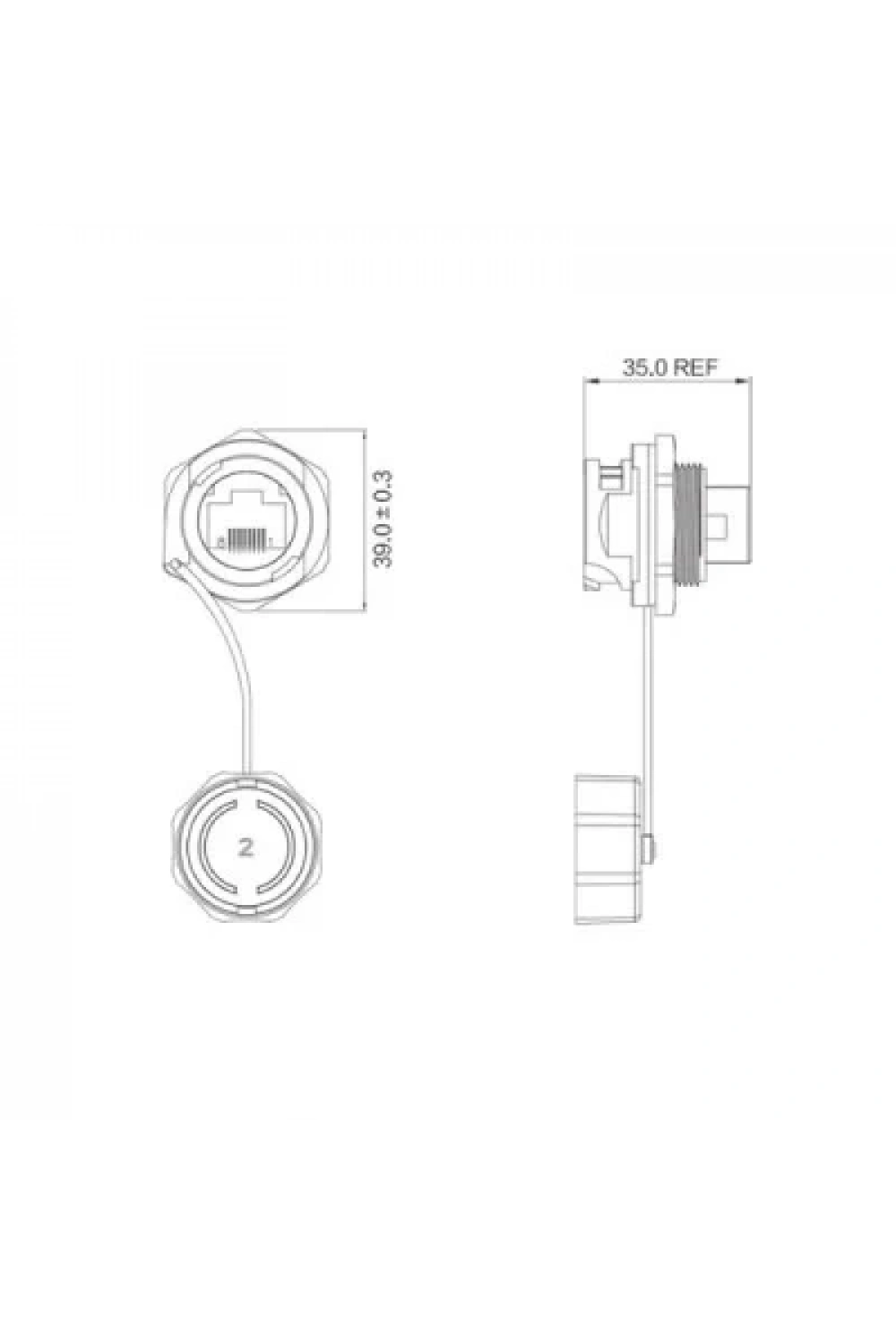 YT-RJ45-JSX-04-002 Su Geçirmez Ethernet Konnektörü - Dişi