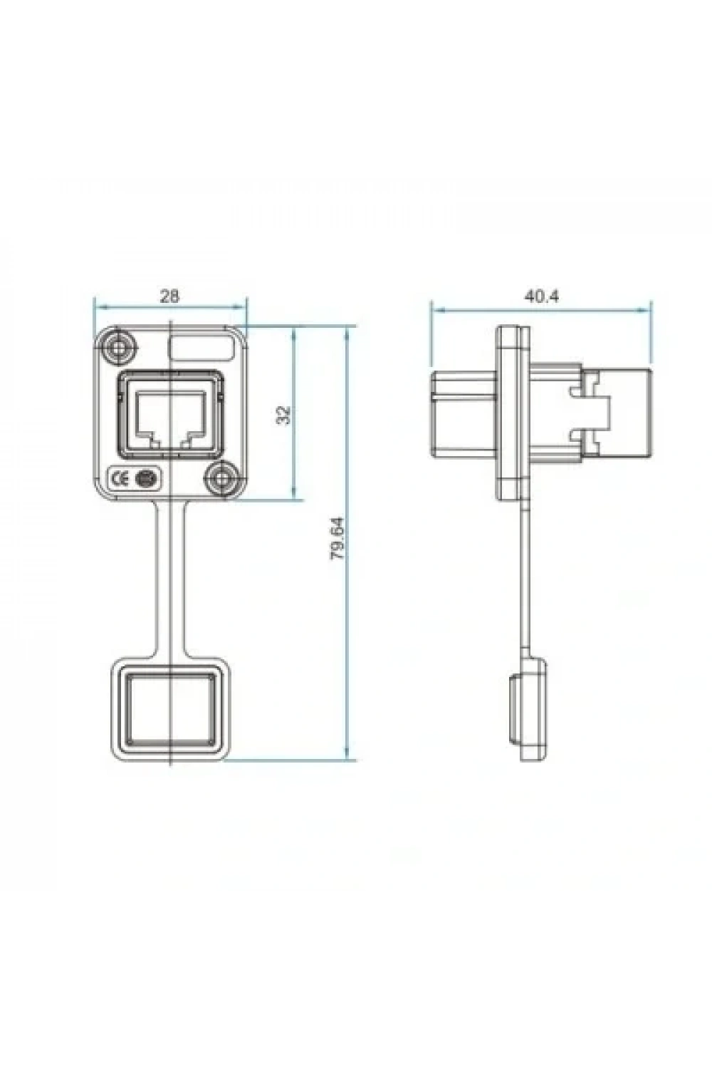 YT-RJ45-JSX-05-002 Su Geçirmez Ethernet Konnektörü - Dişi
