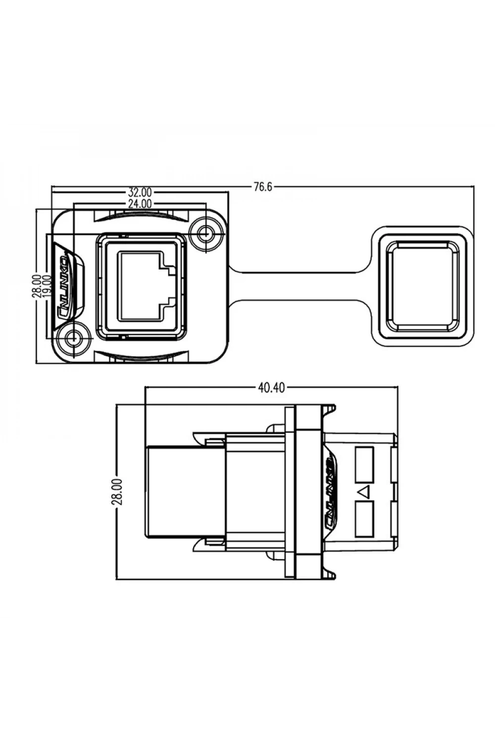 YT-RJ45-JSX-05-003 Su Geçirmez Ethernet Konnektörü - Dişi