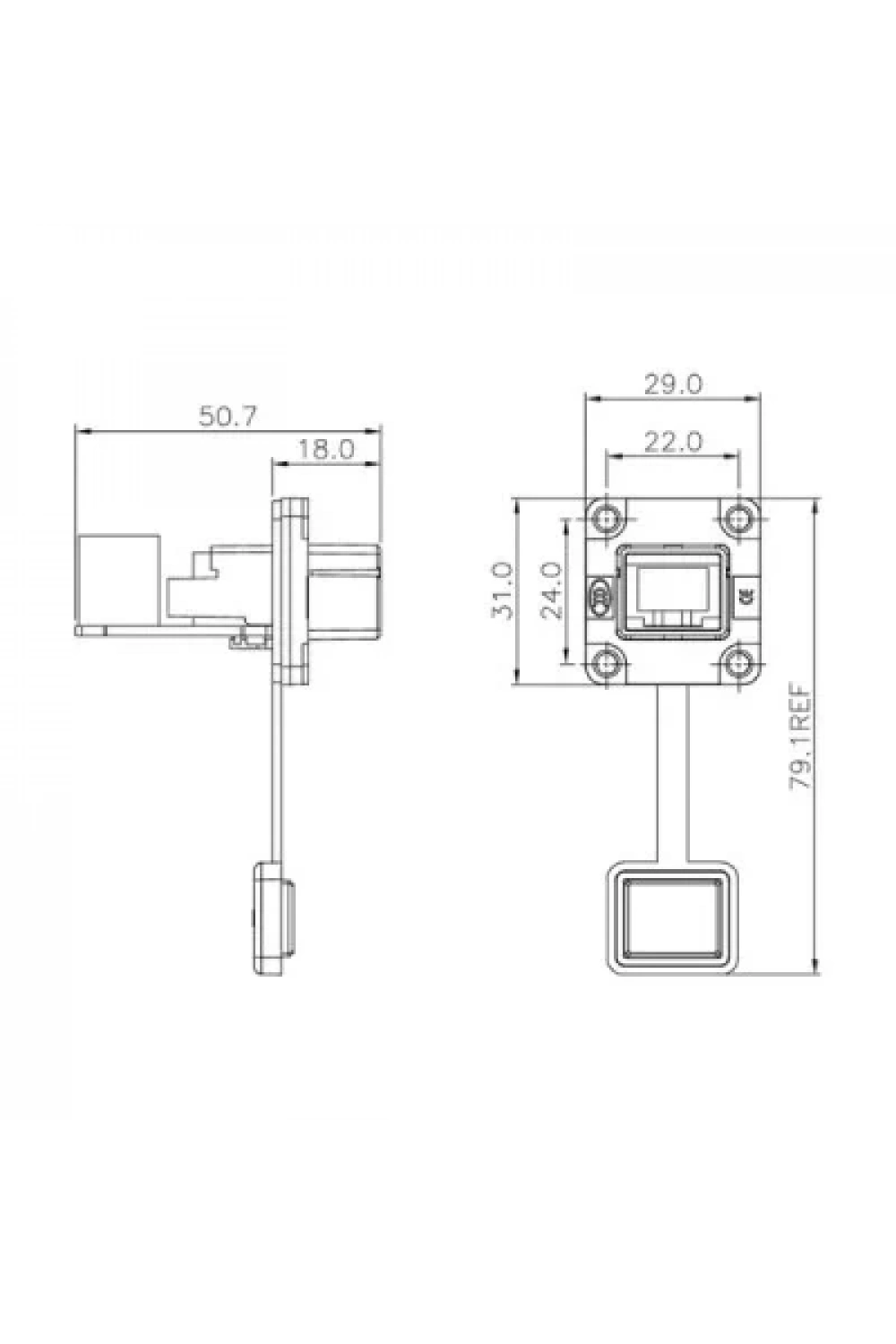 YT-RJ45-JSX-08-001 Su Geçirmez Ethernet Konnektörü - Dişi
