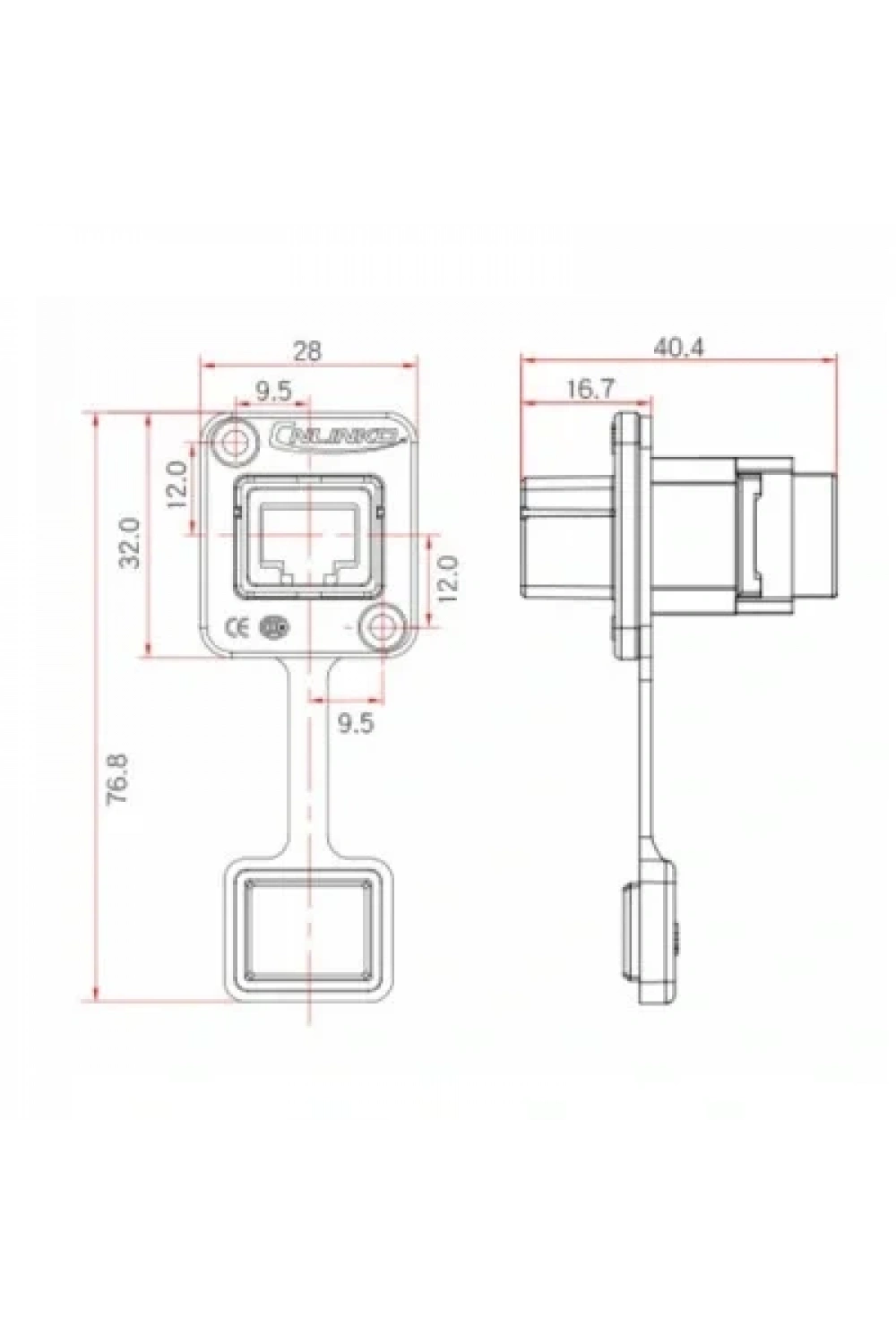 YT-RJ45-JSX-10-001 Su Geçirmez Ethernet Konnektörü - Dişi