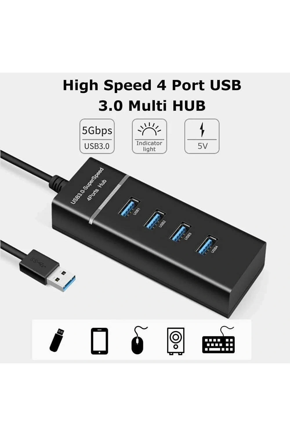 Yüksek Hızlı USB HUB - Çoklayıcı 4 Adet USB3.0 Giriş (Port)