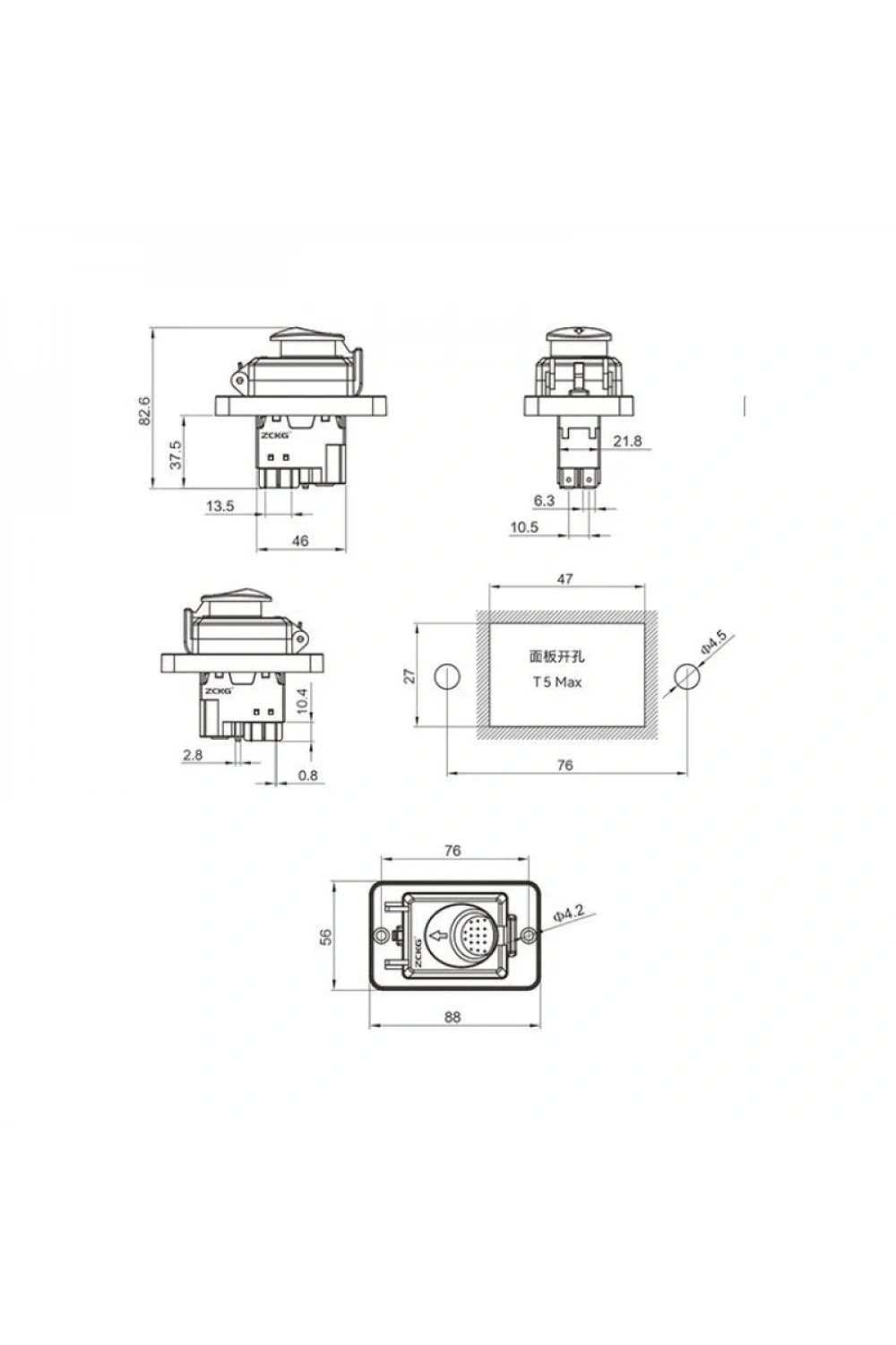 ZCD-02B 5-Pin Elektromanyetik Switch