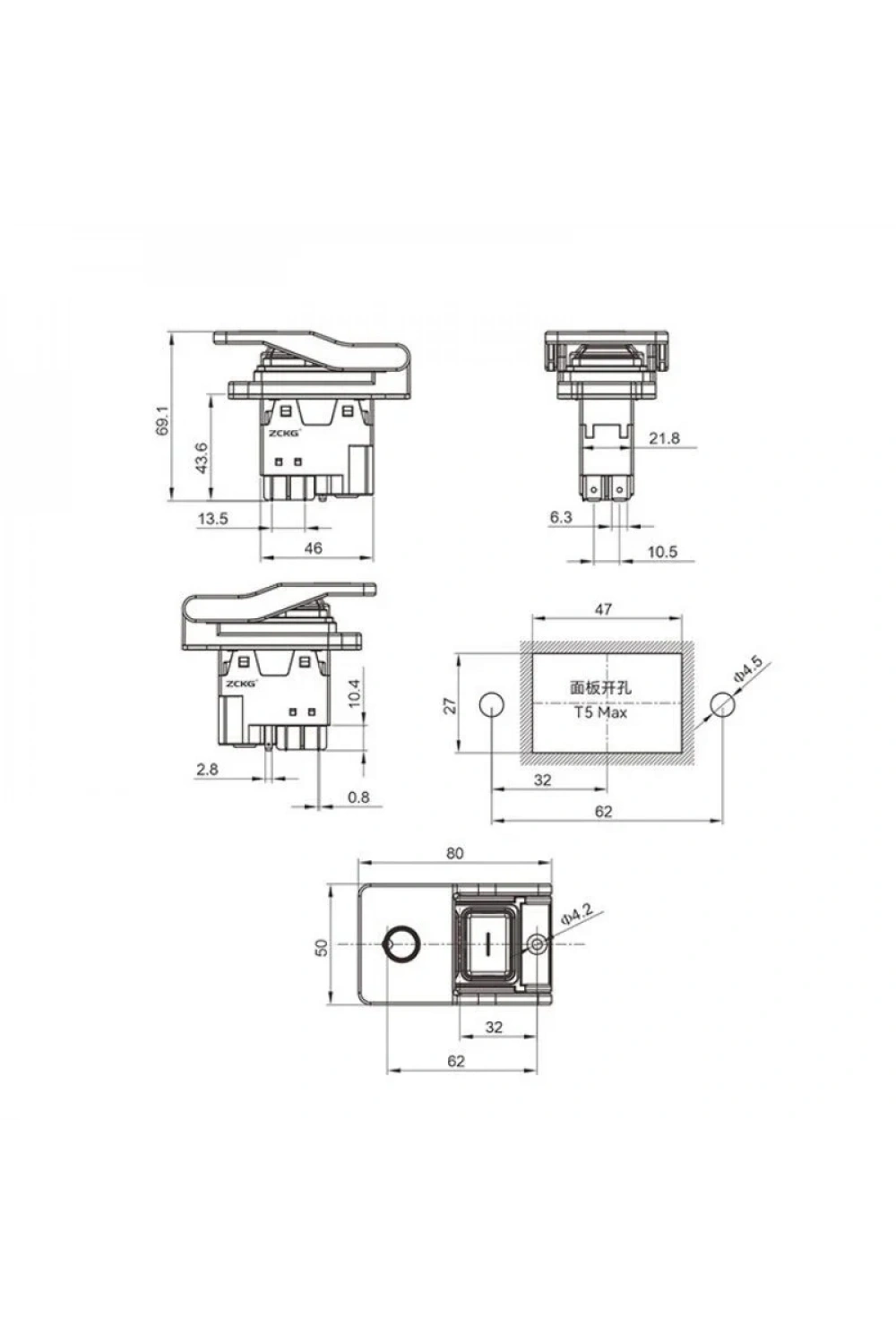 ZCD-02D2 4-Pin Elektromanyetik Switch