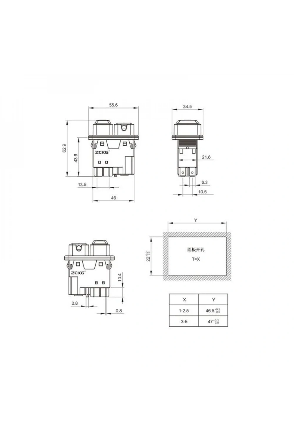 ZCD-02E1 5-Pin Elektromanyetik Switch