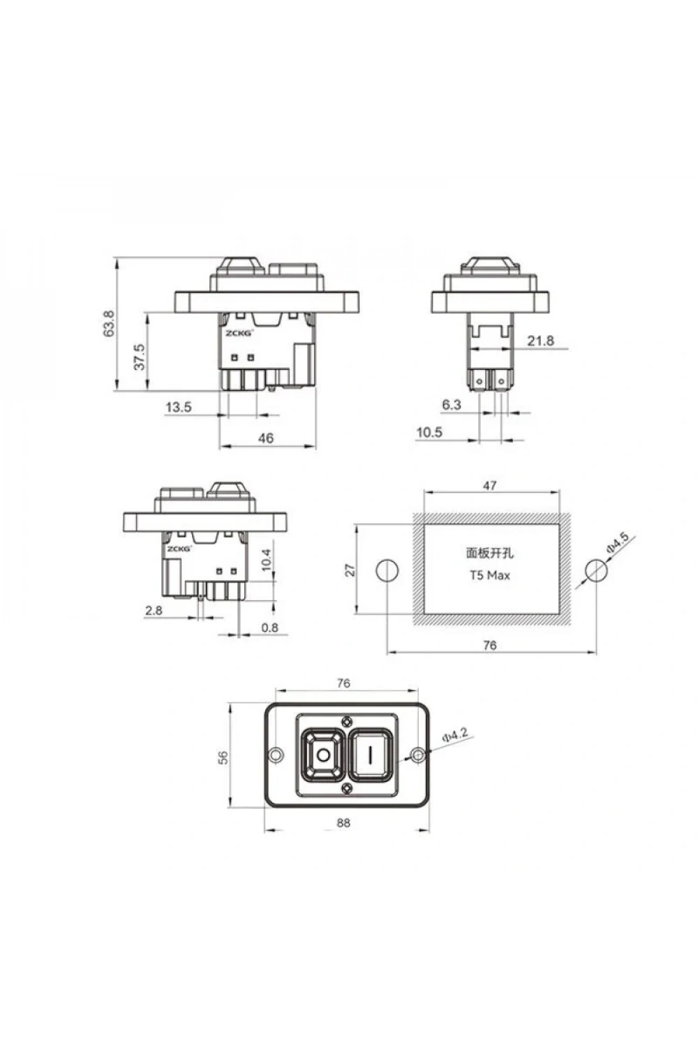 ZCD-02F 4-Pin Elektromanyetik Switch