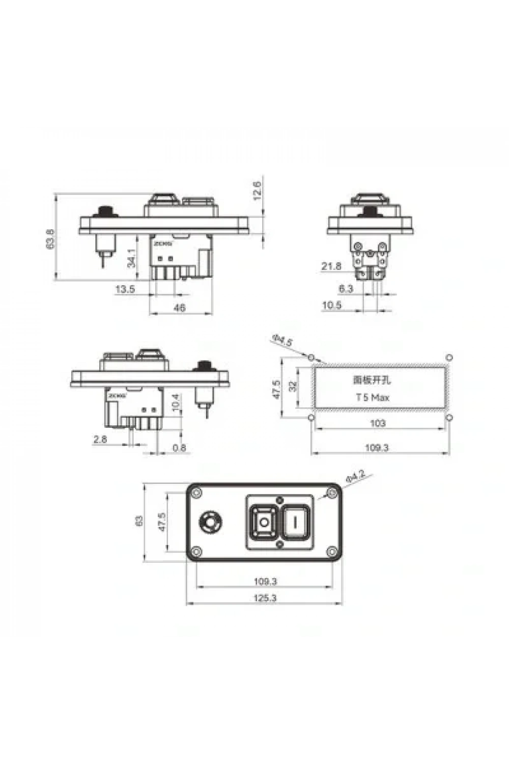 ZCD-02FL 5-Pin Elektromanyetik Switch