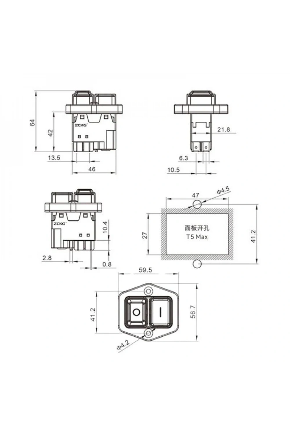 ZCD-02H 5-Pin Elektromanyetik Switch