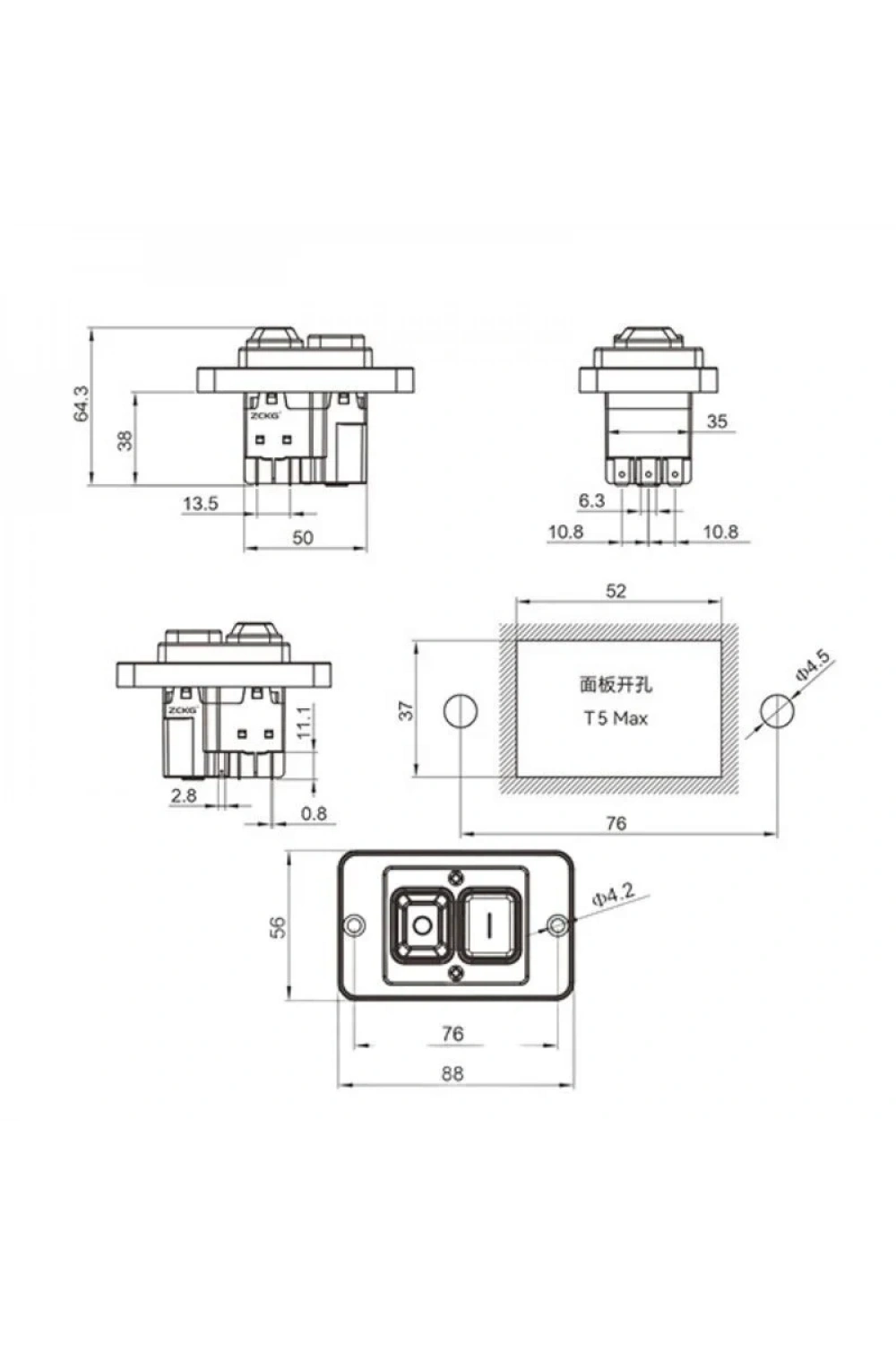 ZCD-03 6-Pin Elektromanyetik Switch