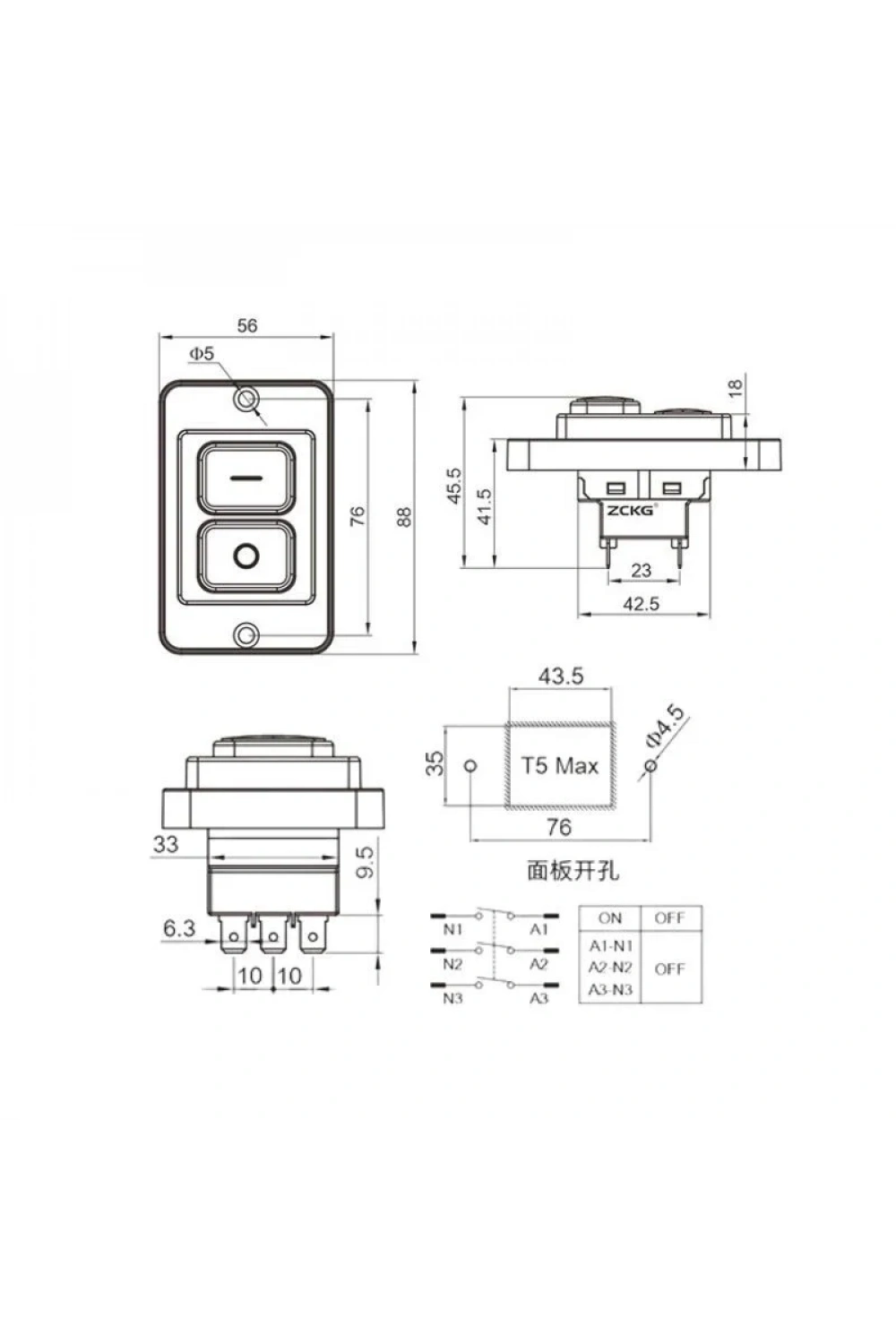 ZCK-02 6-Pin Elektromanyetik Switch