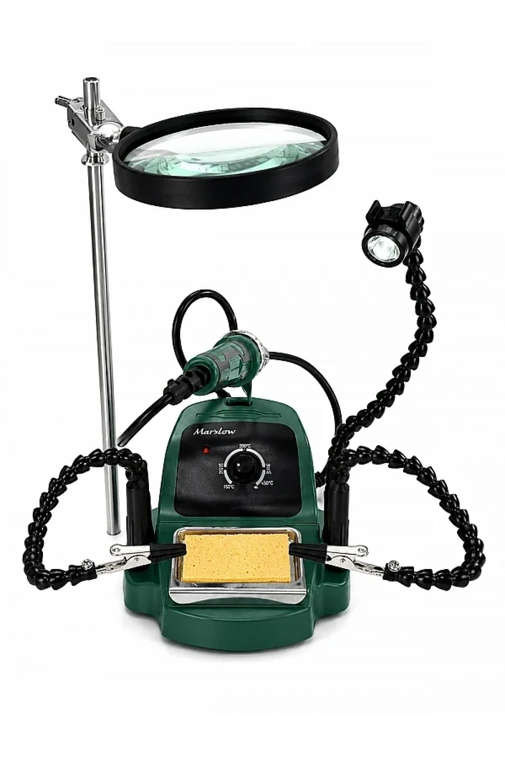 ZD-8988E-C 48W 360° Dönebilen Timsah Klipsli, Büyüteçli ve Fenerli Lehimleme İstasyonu