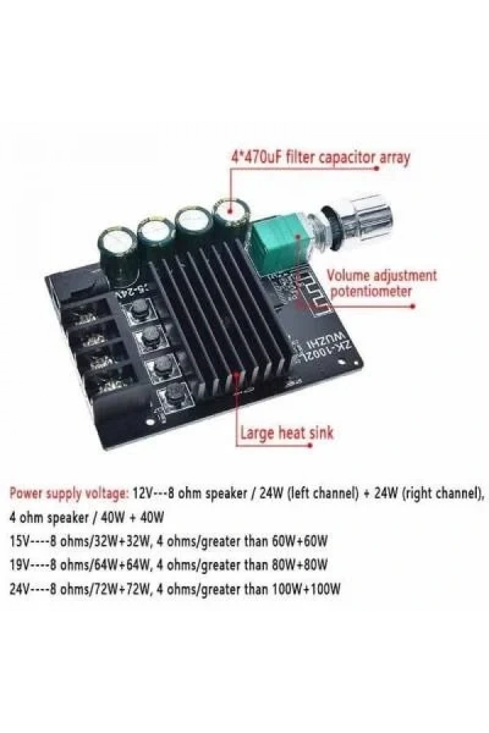 ZK-1002L 2x100W 5.0 Bluetooth Amfi Devresi