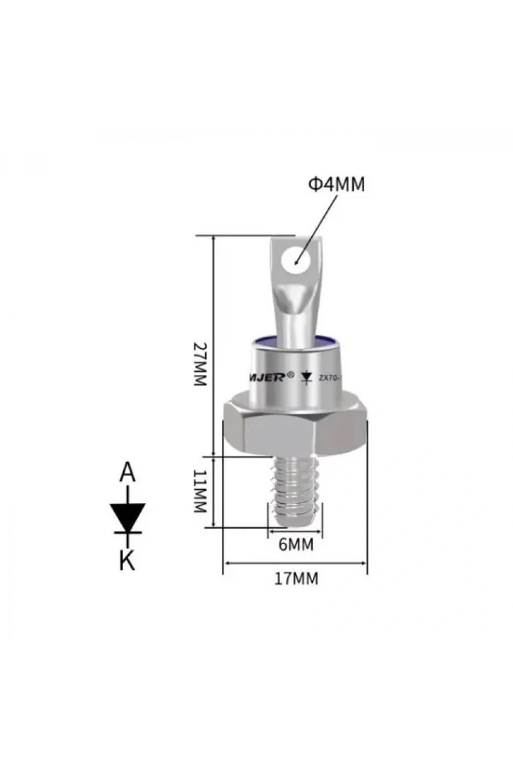ZX70-12 70A 1200V Metal Vidalı Diyot - Katot