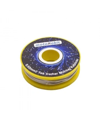 0.50 mm2 Beyaz Tek Damar Montaj Kablosu - 10 Metre
