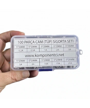 100 Parça 5x20mm Cam Sigorta Tüp Sigorta Seti Plastik Kutulu