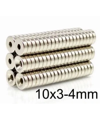 10X3-4mm Havşa Delikli Neodyum Güçlü Mıknatıs - Neodim Magnet