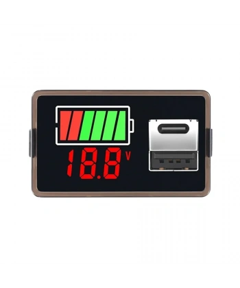 12V Akü Kapasite Göstergesi USB+Type-C - Kırmızı