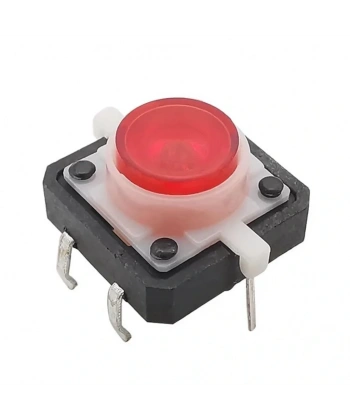 12x12mm Kırmızı Led Işıklı Tact Switch