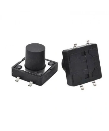 12x12x12.5mm 4 Pinli SMD Siyah Push Buton - Tact Switch