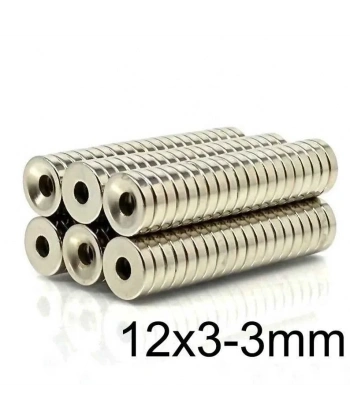12X3-3mm Havşa Delikli Neodyum Güçlü Mıknatıs - Neodim Magnet