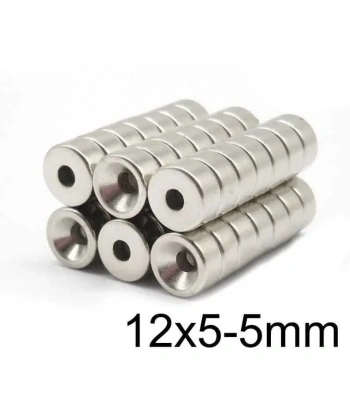 12X5-5mm Havşa Delikli Neodyum Güçlü Mıknatıs - Neodim Magnet