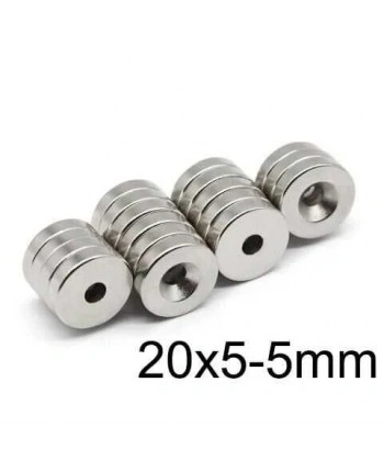 19.5X4.5-5mm Havşa Delikli Neodyum Güçlü Mıknatıs - Neodim Magnet