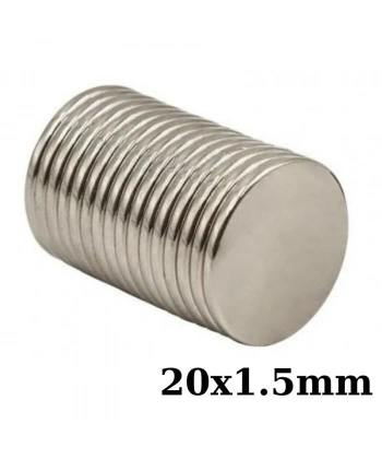 20x1.5mm Neodyum Güçlü Mıknatıs - Neodim Magnet