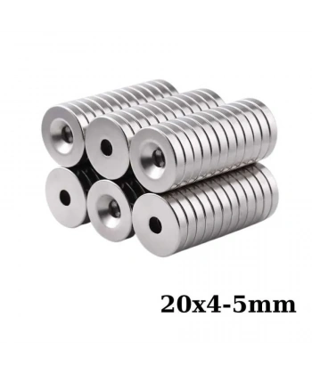 20x4-5mm Havşa Delikli Neodyum Güçlü Mıknatıs - Neodim Magnet