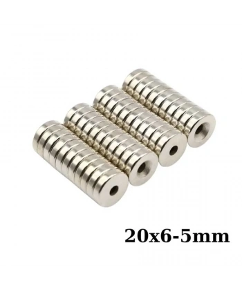 20x6-5mm Havşa Delikli Neodyum Güçlü Mıknatıs - Neodim Magnet
