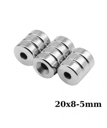 20x8-5mm Havşa Delikli Neodyum Güçlü Mıknatıs - Neodim Magnet