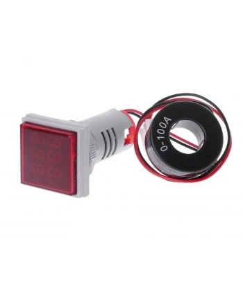 22mm Dijital Voltmetre-Ampermetre AC 20-500V 0-100A Kırmızı