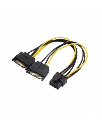 2X SATA Power Kablo To 8 Pin (6+2 ) Pci-e Dönüştürücü Güç Kablosu
