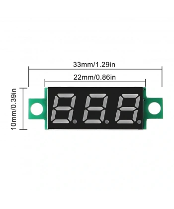 3 Kablo Mini Dijital Voltmetre 0.28inch 0-100V DC