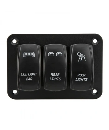 3lü ON-OFF Işıklı Anahtar Switch Panel 12V-24V- Kırmızı