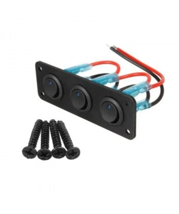 3lü ON-OFF Mavi Nokta Işıklı Anahtar Switch Panel 12V-24V